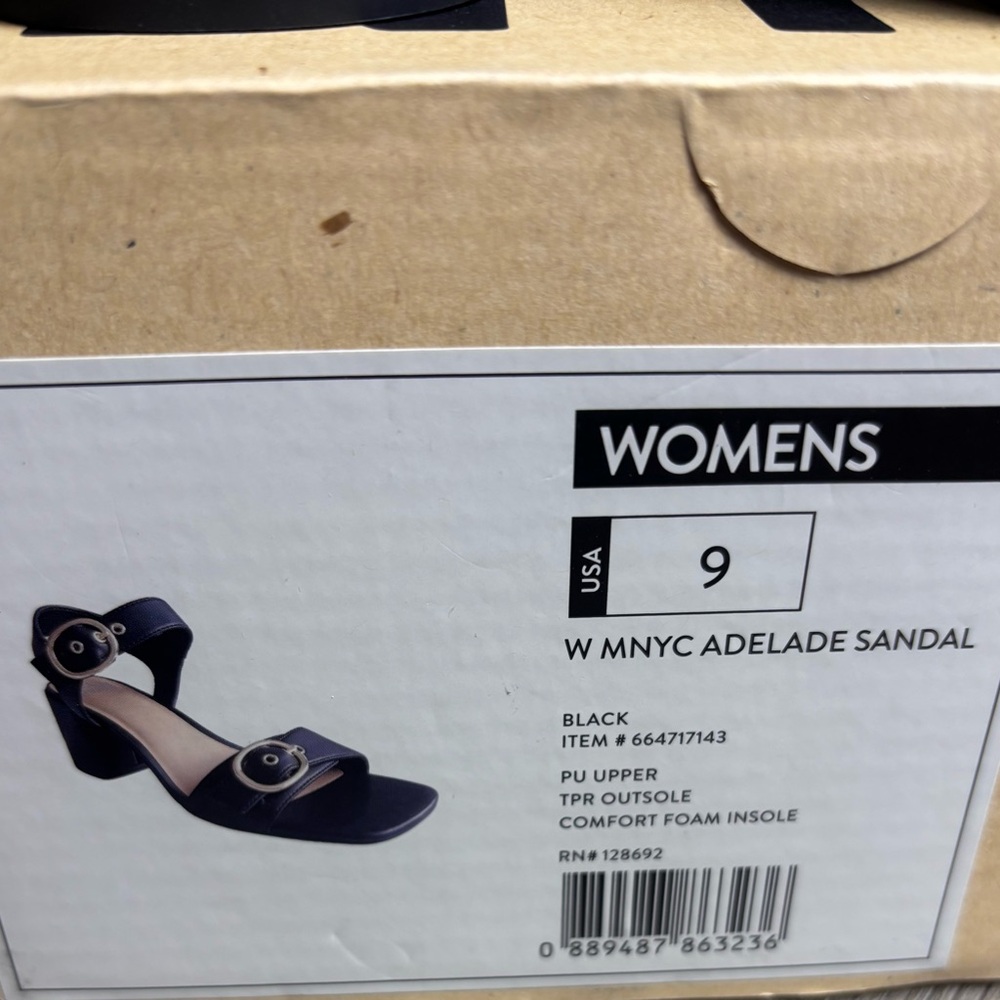 NYC Women's Black Sandals with Gold Buckles - Picture 4 of 5